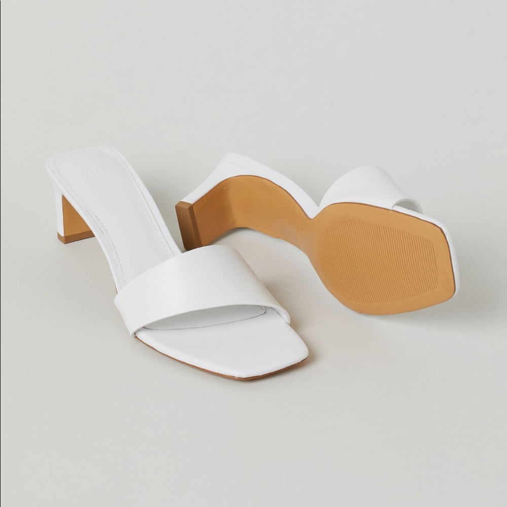 H&M white slip on sandals